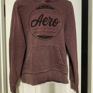 Aeropostale Men's Burgundy Hoodie Sweater